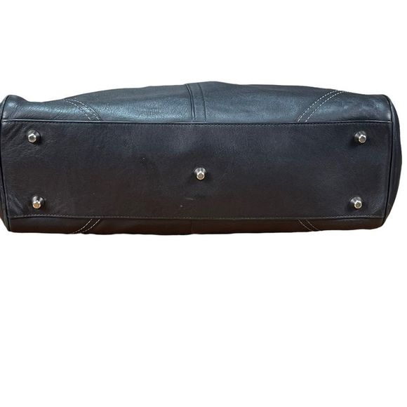 Coach Carryall Hampton Large Tassel Black Leather Satchel Hand Bag Classic Tote - Picture 7 of 10